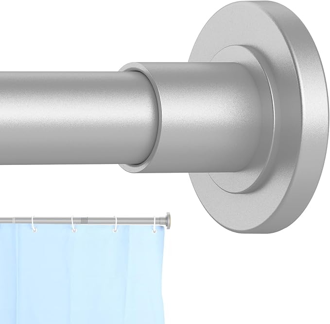 CorkLatta Silver Shower Curtain Rod 31 to 80 Inch, 1 Inch Diameter Adjustable by CorkLatta