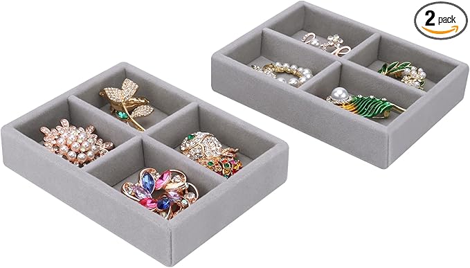 DesignSter Small Jewelry Tray, Velvet Jewelry Display Tray, Stackable Jewelry by DesignSter