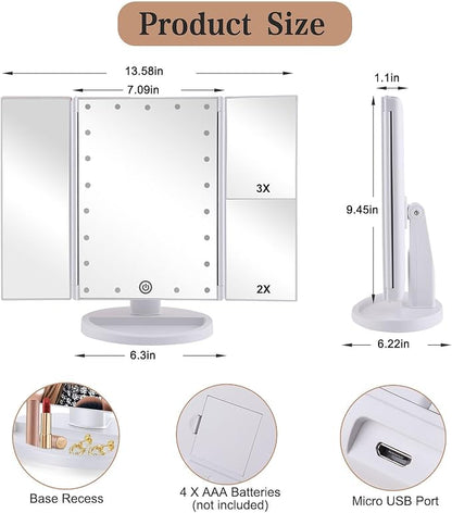 Tri-fold Lighted Vanity Makeup Mirror - Image 2