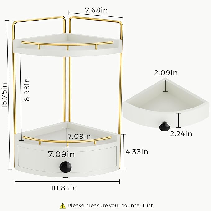 2-Tier Corner Bathroom Counter Organizer - Image 3