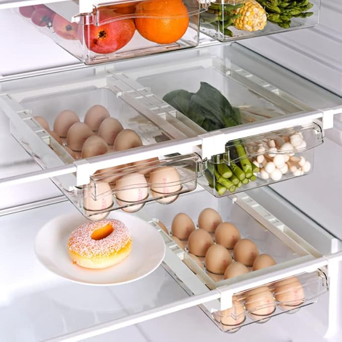 IVAILEX Egg Holder for Refrigerator, Fridge Egg Storage Tray, Space Saver Egg - Image 6