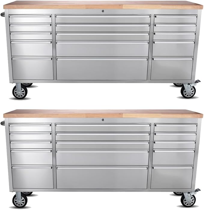 2 Pack - 72" Stainless Steel Rolling Tool Chest by UYRIE