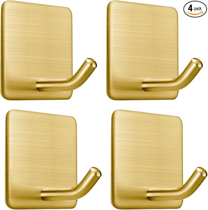 FOTYRIG Golden Stainless Steel Square Self Adhesive Hooks by FOTYRIG
