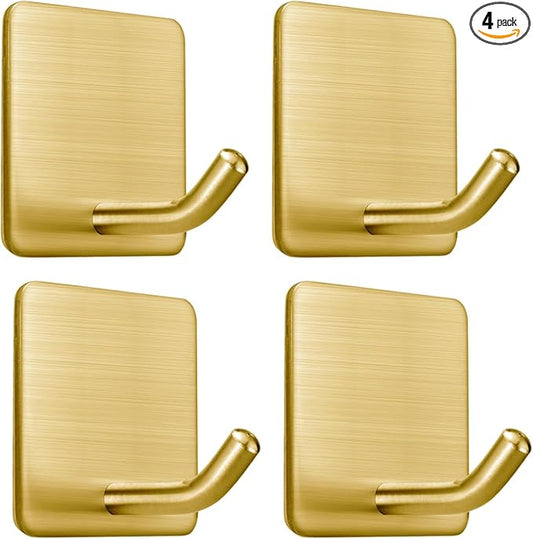 FOTYRIG Golden Stainless Steel Square Self Adhesive Hooks by FOTYRIG
