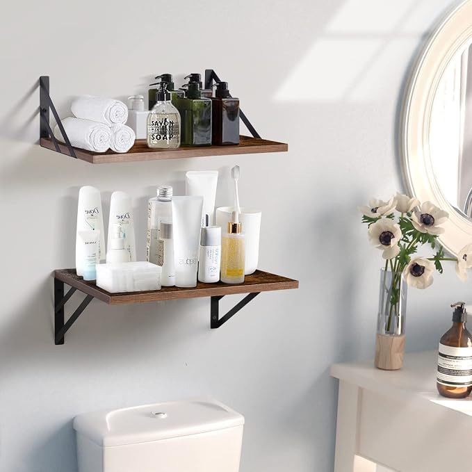 Tectocker-DOU 2 Pc Deep Floating Shelves ; Wall Mounted Hanging Shelves - Image 2