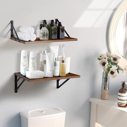 Tectocker-DOU 2 Pc Deep Floating Shelves ; Wall Mounted Hanging Shelves - Image 2