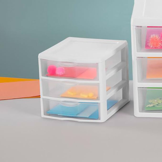 Sterilite Clearview 3-Drawer Cart Small Plastic Storage Organizer, Containers - Image 8