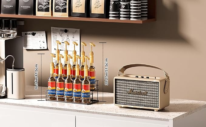10 Bottle Capacity Coffee Syrup Organizer 2 Tier Coffee Syrup Stand Shelf - Image 4