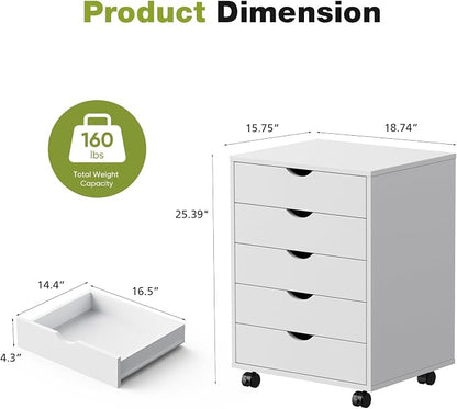 Sweetcrispy 5 Drawer Wooden Dresser, Storage Cabinets, Room Organization | - Image 3