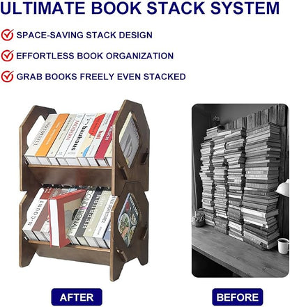 2 Pack Desktop Bookshelf, Stackable Book Organizer - Image 6