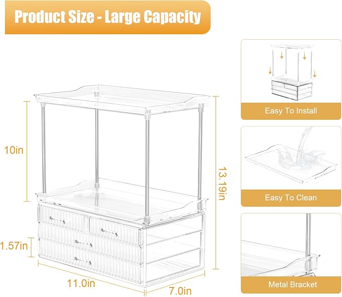 Acina 2-Tier Bathroom Organizer Countertop: Multi-Purpose Makeup Organizer - Image 4
