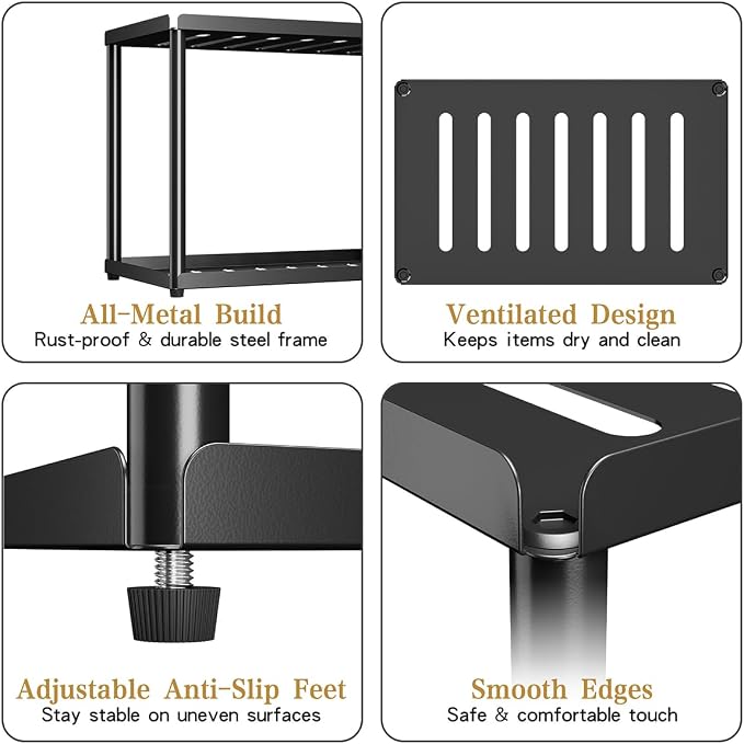 2 Tier Bathroom Counter Organizer, Rectangular Vanity Organizer Shelf, Skincare - Image 4