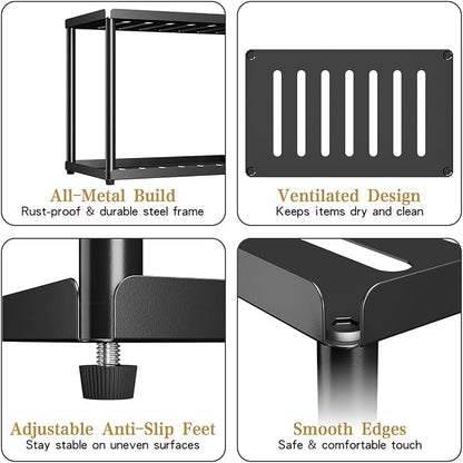 2 Tier Bathroom Counter Organizer, Rectangular Vanity Organizer Shelf, Skincare - Image 4