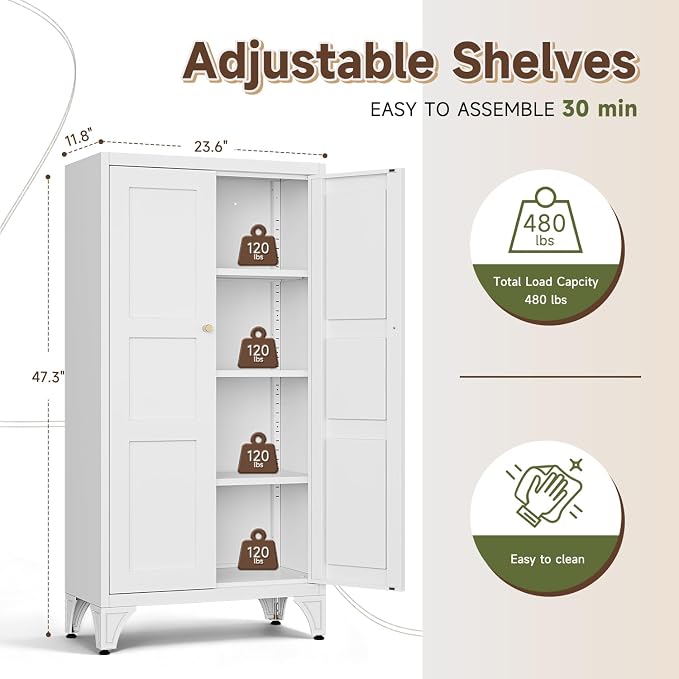 Letaya 47.3" H Metal Storage Cabinet - Image 3