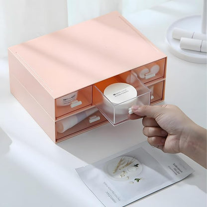 Desktop Organiser with 5 Drawers, Stackable Plastic Storage Box on Desk - Image 2