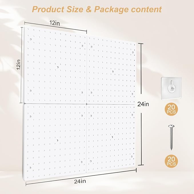 Peg Board, 4 Pack Plastic Pegboard, Pegboard Wall Organizer, ABS Pegboard - Image 2