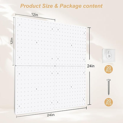 Peg Board, 4 Pack Plastic Pegboard, Pegboard Wall Organizer, ABS Pegboard - Image 2