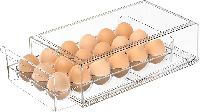 Egg Storage for Refrigerator, Stackable 18 Egg Holder for Fridge, BPA Free by APLOP