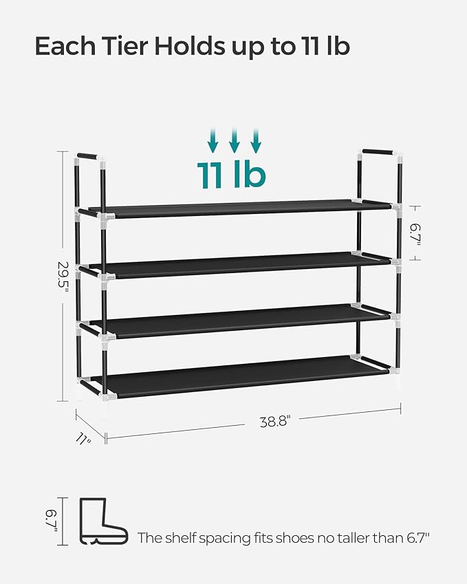 SONGMICS 4-Tier Shoe Rack, Shoe Storage - Image 3