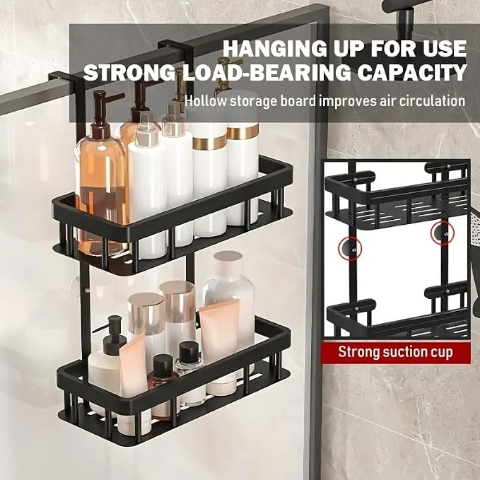 Over Door Shower Caddy, 2-Tier Storage Rack, 11.81x5.31 Inch Shelves, No - Image 3