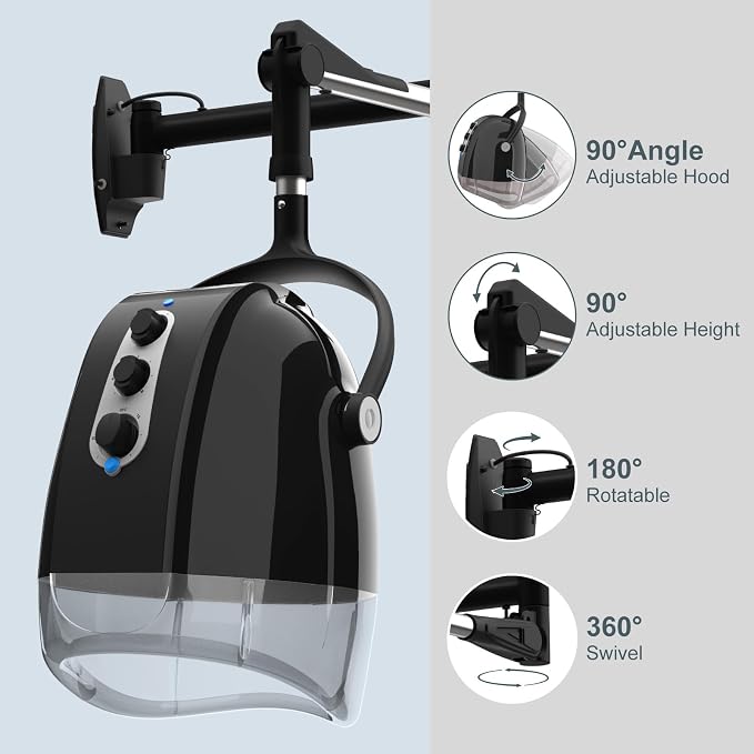 SyyBhb Wall Mount Hooded Salon Hair Dryer, Professional Ionic Hair Color - Image 4