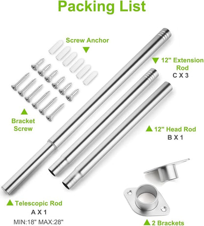 Closet Rod 1 Pack, Adjustable Clothes Haning Rod 66 to 76 Inches, Stainless - Image 6