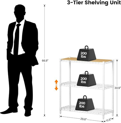 Homeiju 3-Tier Storage Rack, 29.8" Wide Heavy Duty Metal Shelving Unit - Image 8