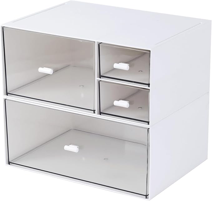 Desk Organizer with 4 Drawers, Makeup Organizer, Desktop Storage Box, Cosmetics by MILULUGO