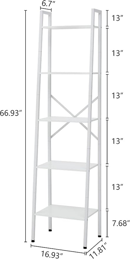 Hoctieon 5-Tier Industrial Ladder Bookshelf, Narrow Ladder Shelf, Tall Standing - Image 10