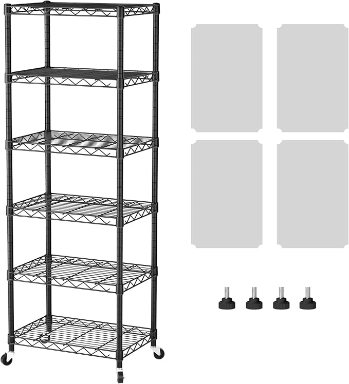 SINGAYE 6 Shelves Storage Shelf Wire Shelving Unit Metal Adjustable Wheels | by SINGAYE