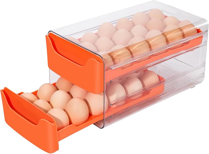 36-Egg Holder for Refrigerator, 2-Tier Stackable Egg Dispenser, and anti-slip by XCX