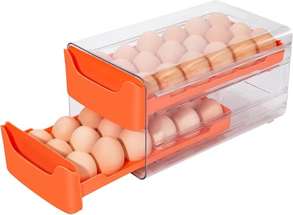 36-Egg Holder for Refrigerator, 2-Tier Stackable Egg Dispenser, and anti-slip by XCX