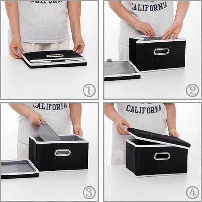 PRANDOM Storage Boxes with Lids Fabric Collapsible Storage Bins Organizer - Image 5