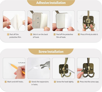 VIS'V 3 Prong Coat Hooks Wall Mount, Metal Self Adhesive Entryway Wall Hooks - Image 8