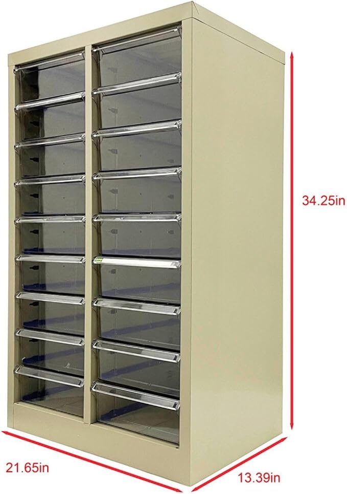 File Cabinet 18 Medium Transparent Drawers Vertical Home Office Storage Paper - Image 2