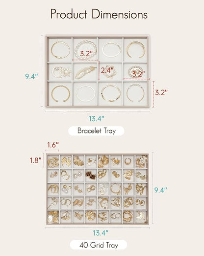 VLANDO Stackable Jewelry Tray, Drawer Organizer, 40-Grid Display, Toffee | 40 - Image 9