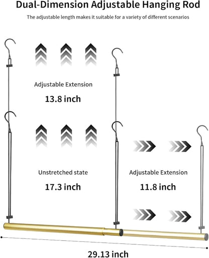 BaiNong Adjustable Closet Hanging Rod 17-30" Gold Closet Rod Extender 2Pack | - Image 8