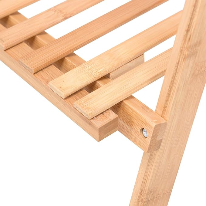 3-Tier Bamboo Plant Flower Stand Rack Shelf, Foldable Planter Racks, Pot - Image 9