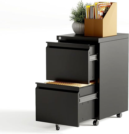 2-Drawer Rolling Metal File Cabinet by Unknown