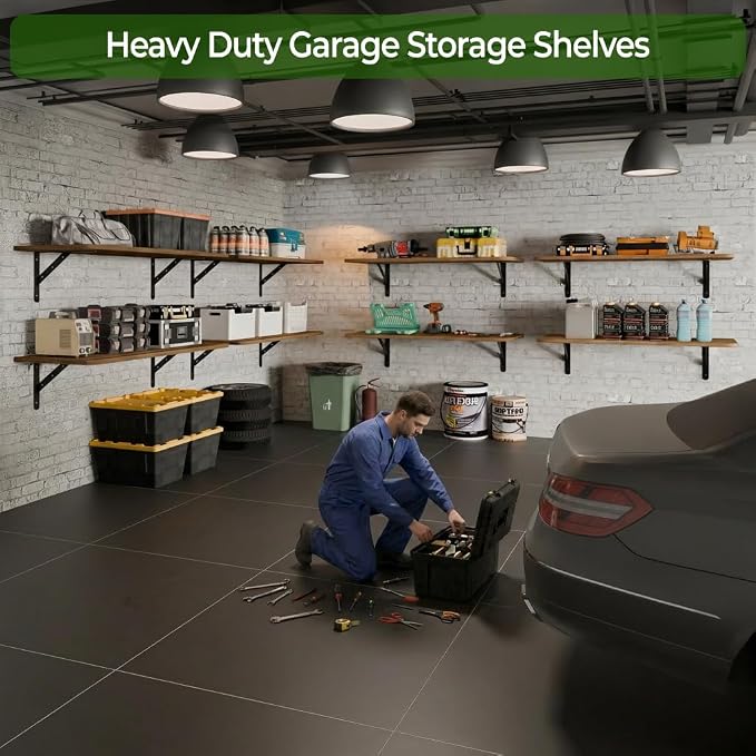 Dogsky 2-Pack Garage Storage Shelving Wall Mounted, 4x2Ft Heavy Duty Wood - Image 4