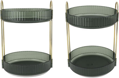 Makeup Organizer Rack 2 Tier 360 Deg Rotation Space Saving Cosmetic Countertop - Image 3