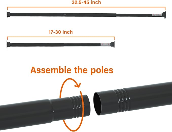 Adjustable Closet Rod for Hanging Clothes – Heavy Duty Metal Clothing Rail - Image 3
