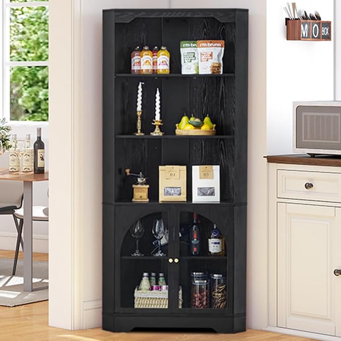 Mid-Century Modern 70" H Tall Coner Storage Cabinet by SUJOUCRAFT