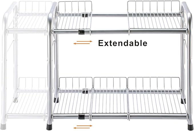 FlagShip 2 Tier Under Sink Organizers and Storage Rack Expandable Cabinet Shelf - Image 3