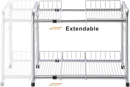 FlagShip 2 Tier Under Sink Organizers and Storage Rack Expandable Cabinet Shelf - Image 3