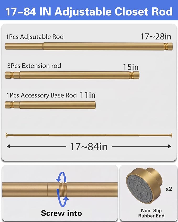 Closet Rod, No Drill Tension Closet Rod - Image 7