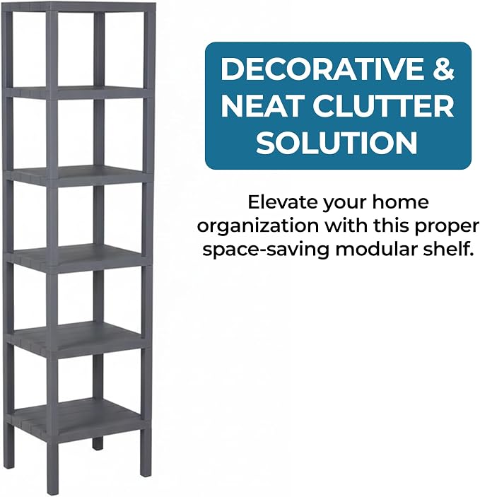 Honey-Can-Do 6-Tier Plastic Storage Shelf, Freestanding, laundry or closet - Image 4