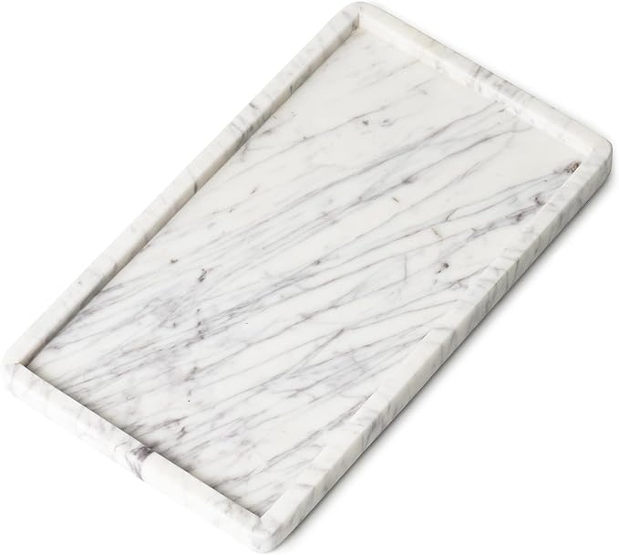 Cork & Mill Marble Tray for Bathroom Countertop, Kitchen Counter, or Catchall by CorkMill