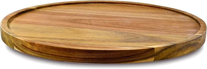 14" Acacia Wood Lazy Susan Organizer Kitchen Turntable by AUAM