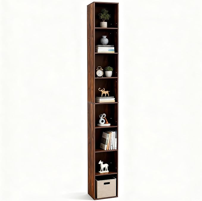 8-Cube Storage Organizer Bookcase, Tall Narrow Bookshelf - Image 6